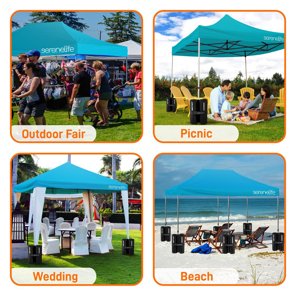 Pop Up Tent 10x15 ft Waterproof UV Blocker Sky Blue Portable Shelter