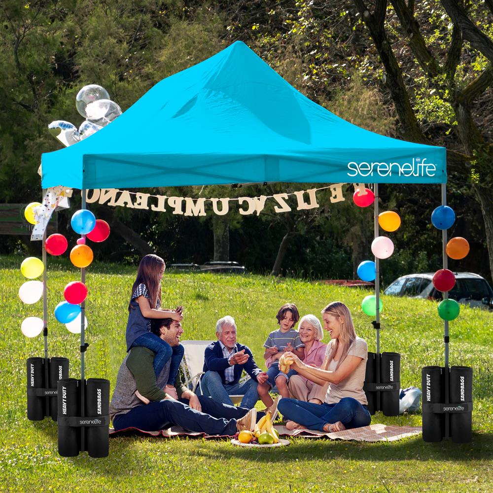 Pop Up Tent 10x15 ft Waterproof UV Blocker Sky Blue Portable Shelter