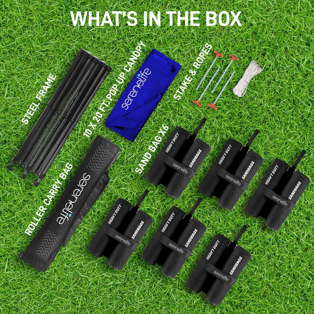 Pop Up Canopy Tent 10x20 Waterproof UV Protection Navy Blue