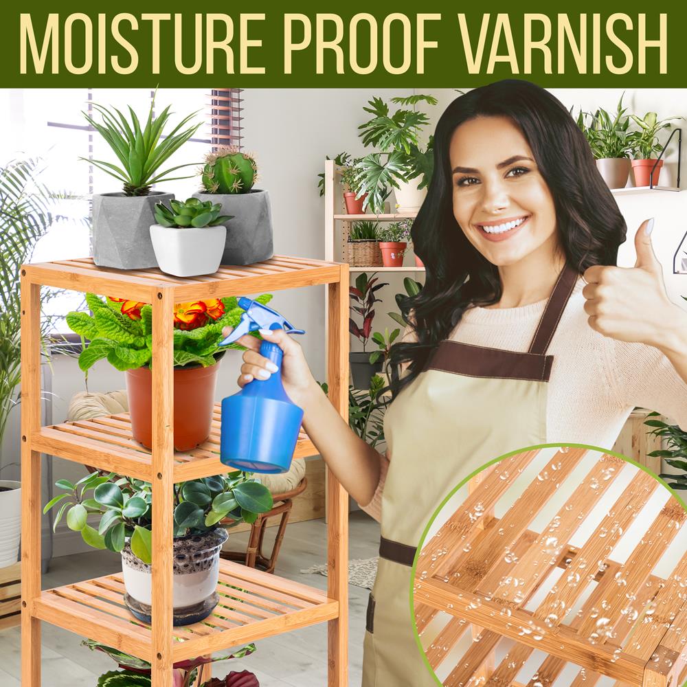 5 Tier Bamboo Storage Cabinet Shelf - Free Standing Multifunctional Furniture With Storage Cabinet