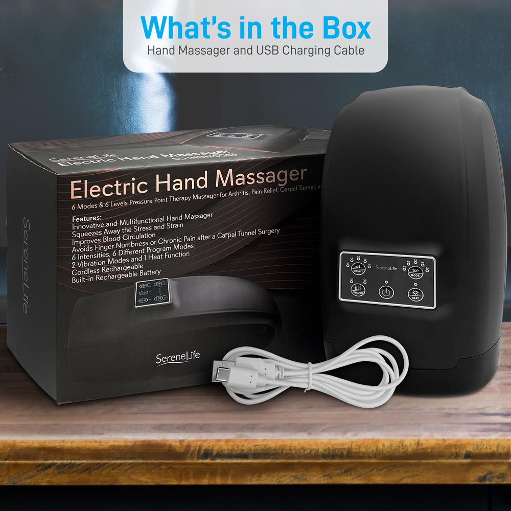 Electric Hand Massager Pain Relief 6 Modes Rechargeable White