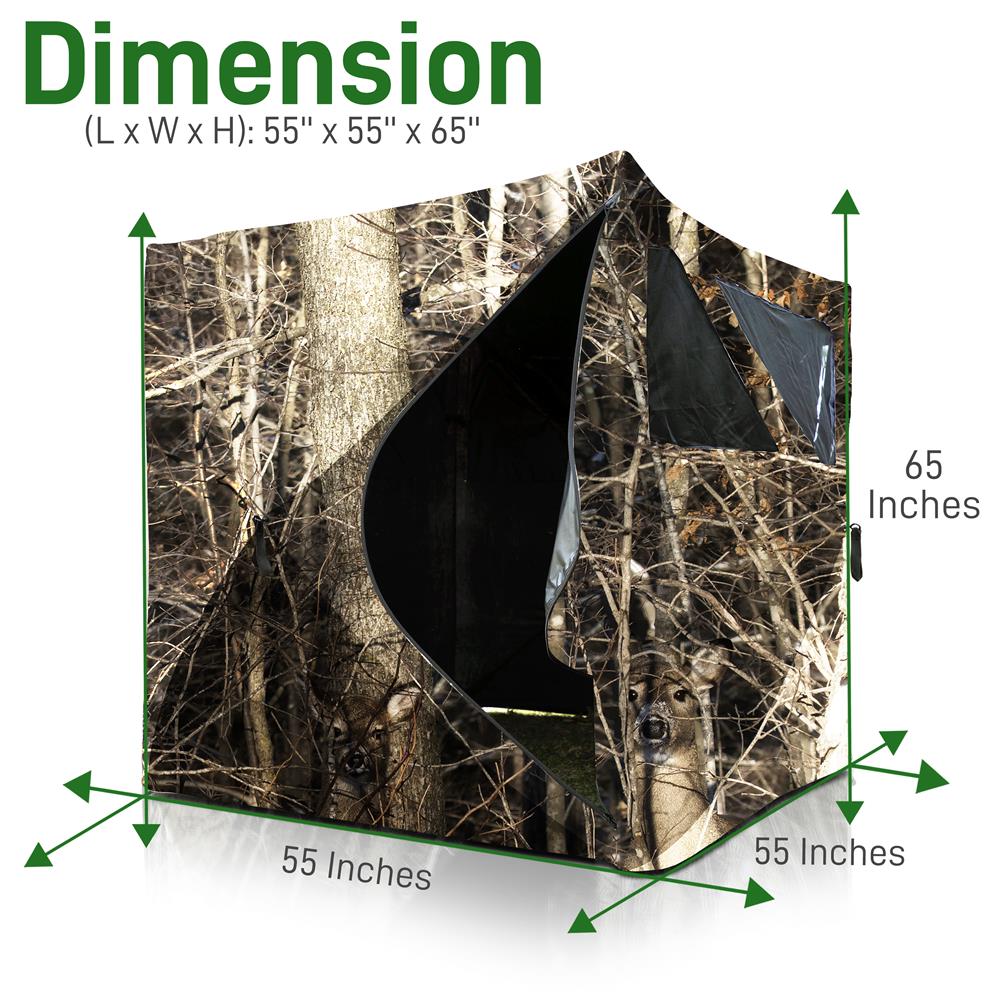 Ground Hunting Blind - Easy Setup, Water Repellent, Camo, 65"x55"
