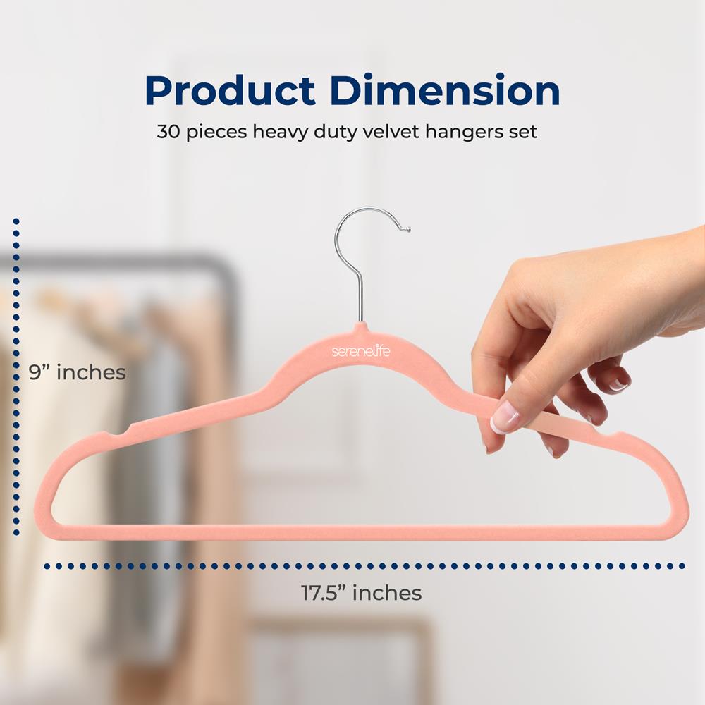 30 Pack Velvet Hangers - Non-Slip, Space-Saving, 360° Swivel, Pink