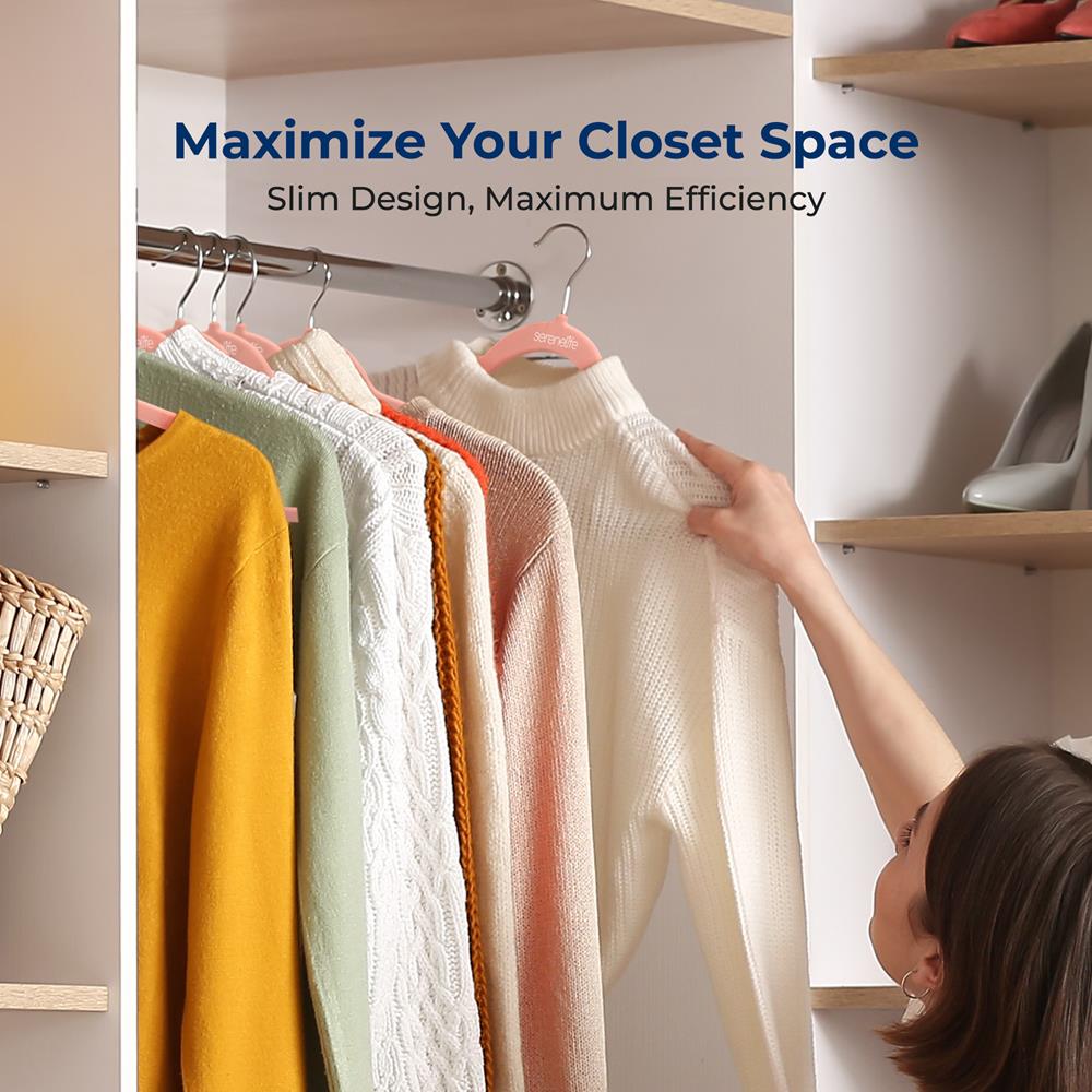 30 Pack Velvet Hangers - Non-Slip, Space-Saving, 360° Swivel, Pink