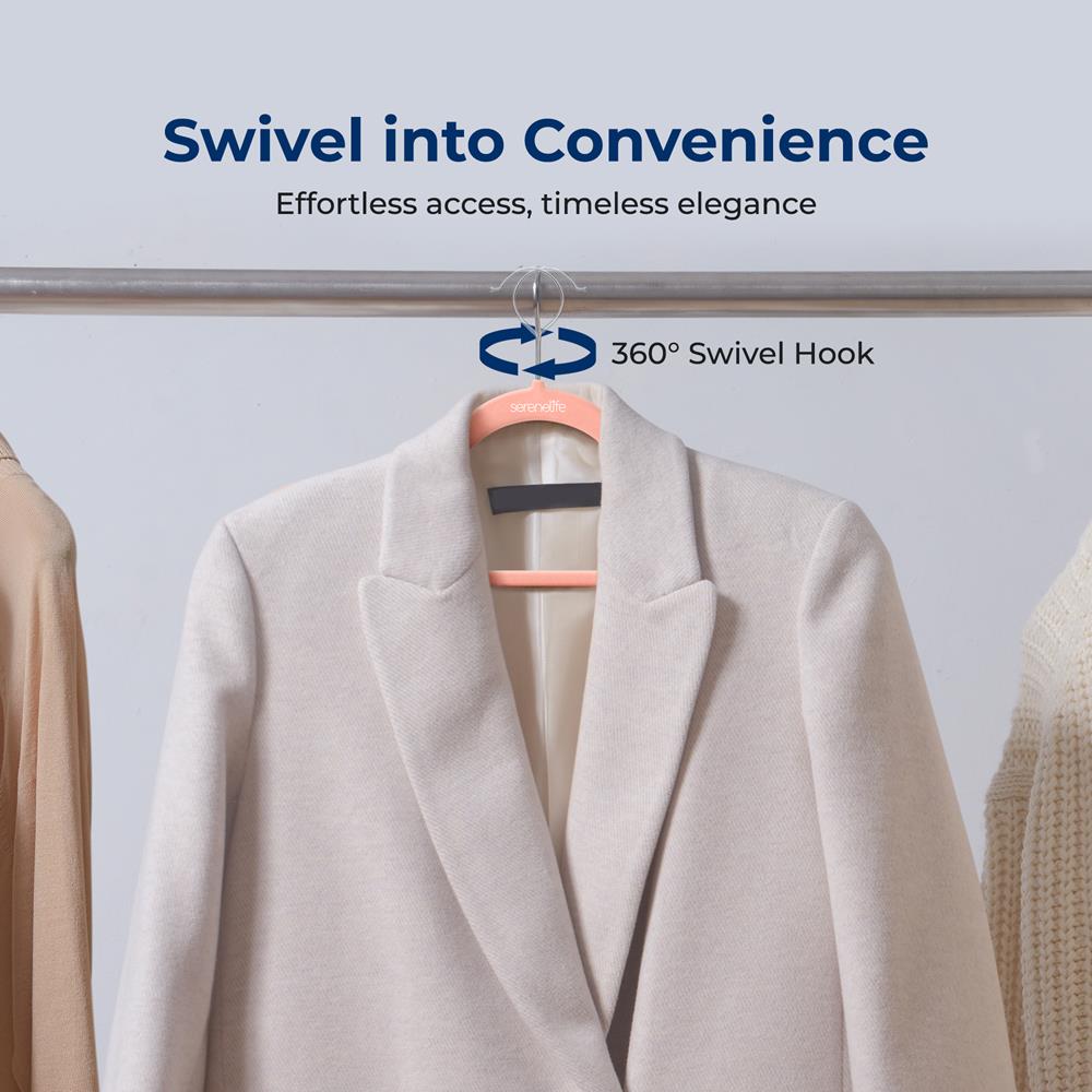 30 Pack Velvet Hangers - Non-Slip, Space-Saving, 360° Swivel, Pink