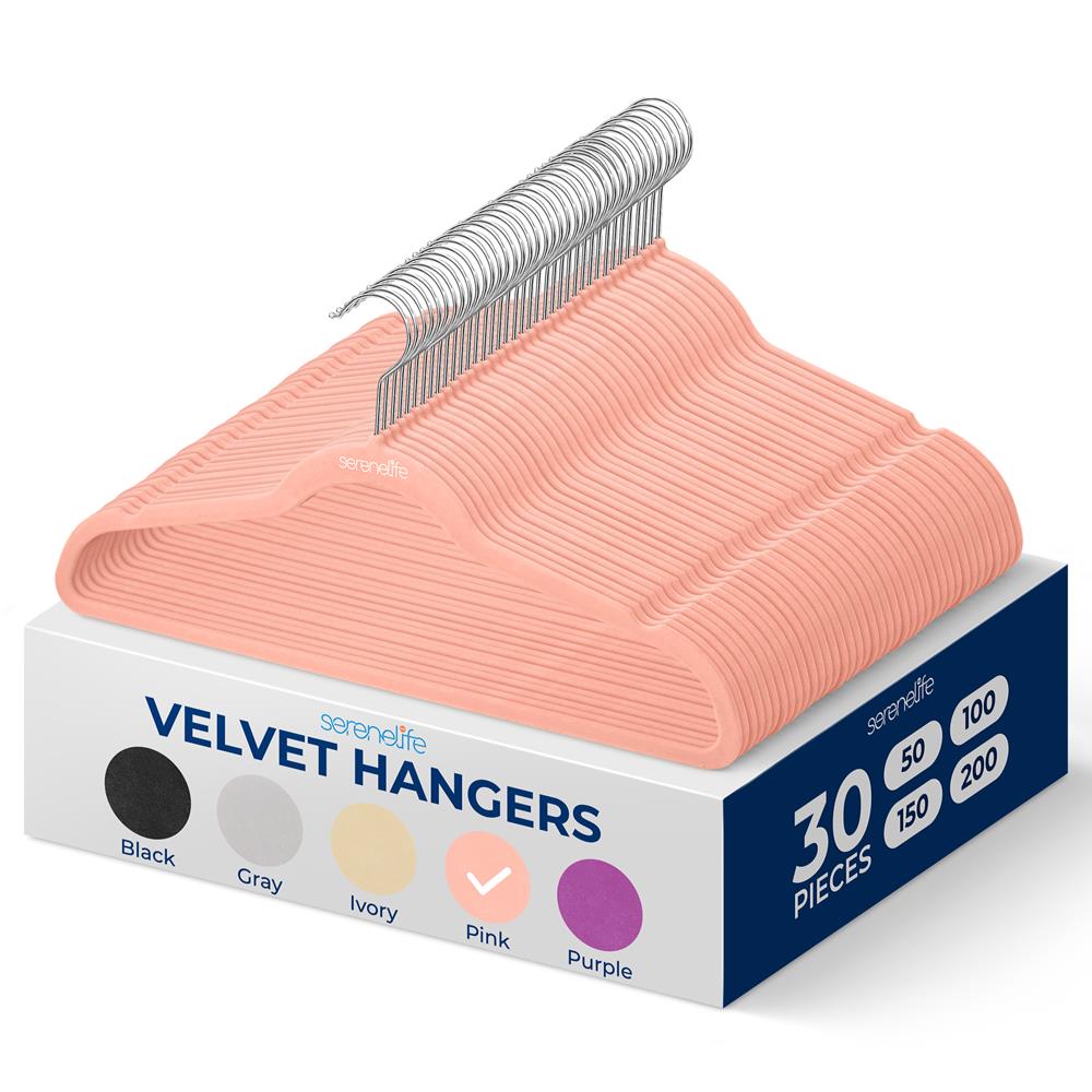 30 Pack Velvet Hangers - Non-Slip, Space-Saving, 360° Swivel, Pink