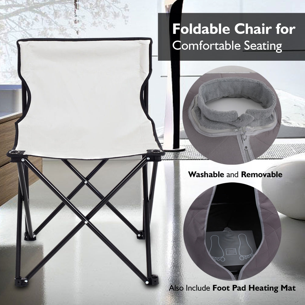 Portable Infrared Sauna for Home Detox, Heated Foot Pad, Gray