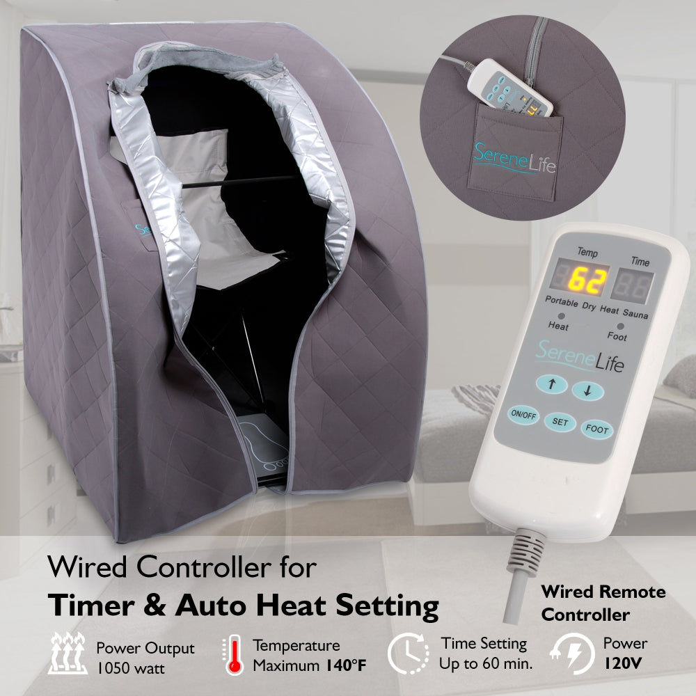 Portable Infrared Sauna for Home Detox, Heated Foot Pad, Gray