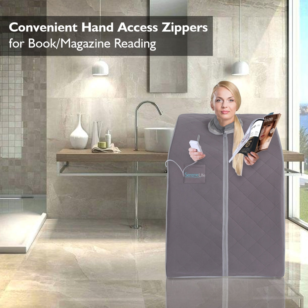 Portable Infrared Sauna for Home Detox, Heated Foot Pad, Gray