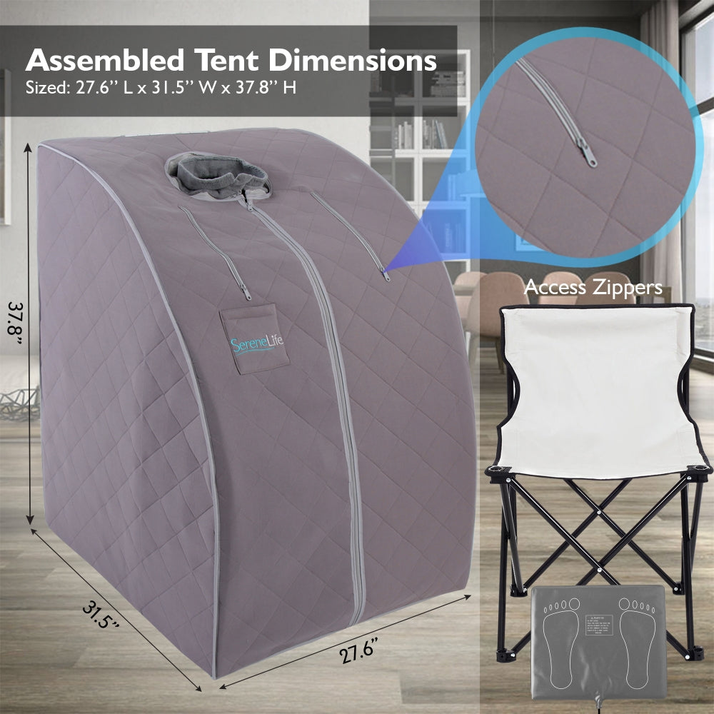 Portable Infrared Sauna for Home Detox, Heated Foot Pad, Gray