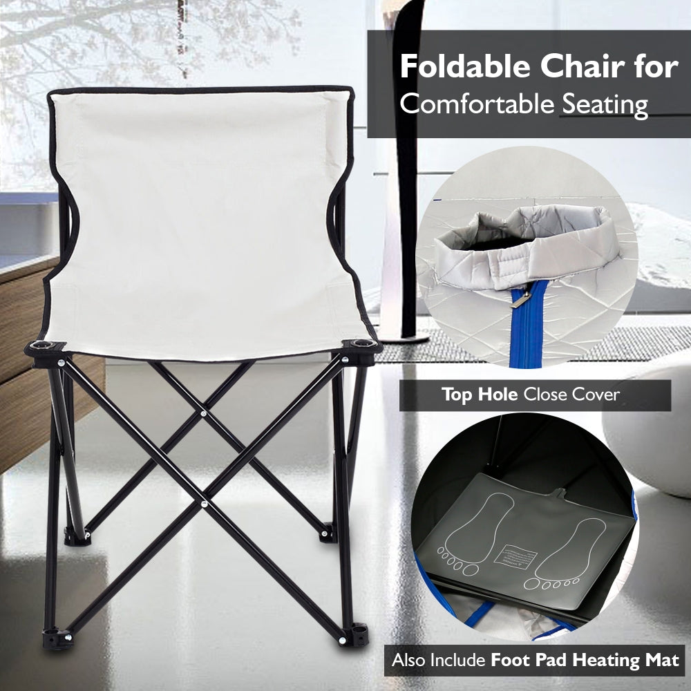 Portable Infrared Sauna for Detox, 1050W Heated Foot Pad, Silver