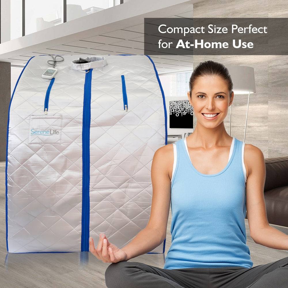 Portable Infrared Sauna for Detox, 1050W Heated Foot Pad, Silver