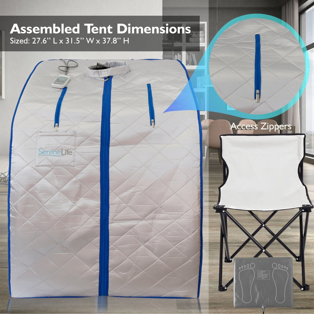 Portable Infrared Sauna for Detox, 1050W Heated Foot Pad, Silver