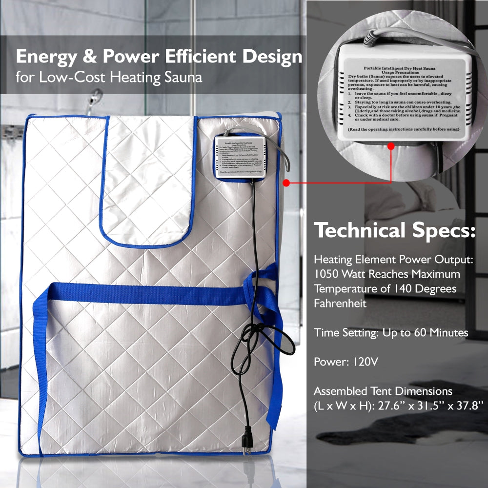 Portable Infrared Sauna for Detox, 1050W Heated Foot Pad, Silver