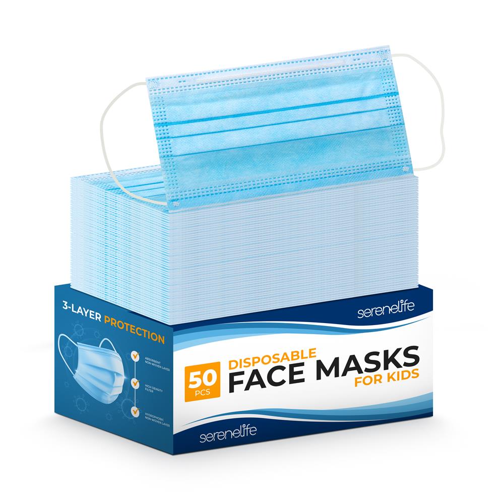 2500 Pcs 50 Packs Disposable Face Masks - 3 Layer Protection Breathable Face Masks, For Dust Covering (For Kids)