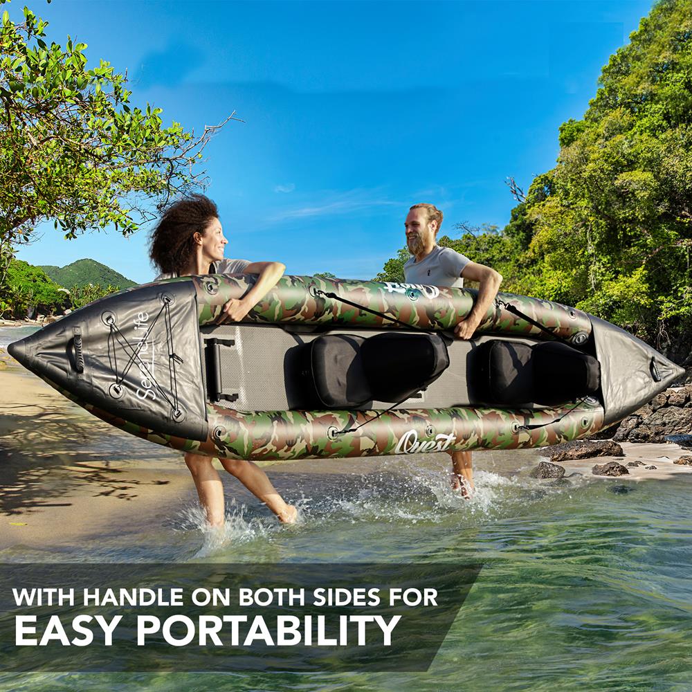 Inflatable 2-Person Kayak, Lightweight PVC, 660lb Capacity, Camo