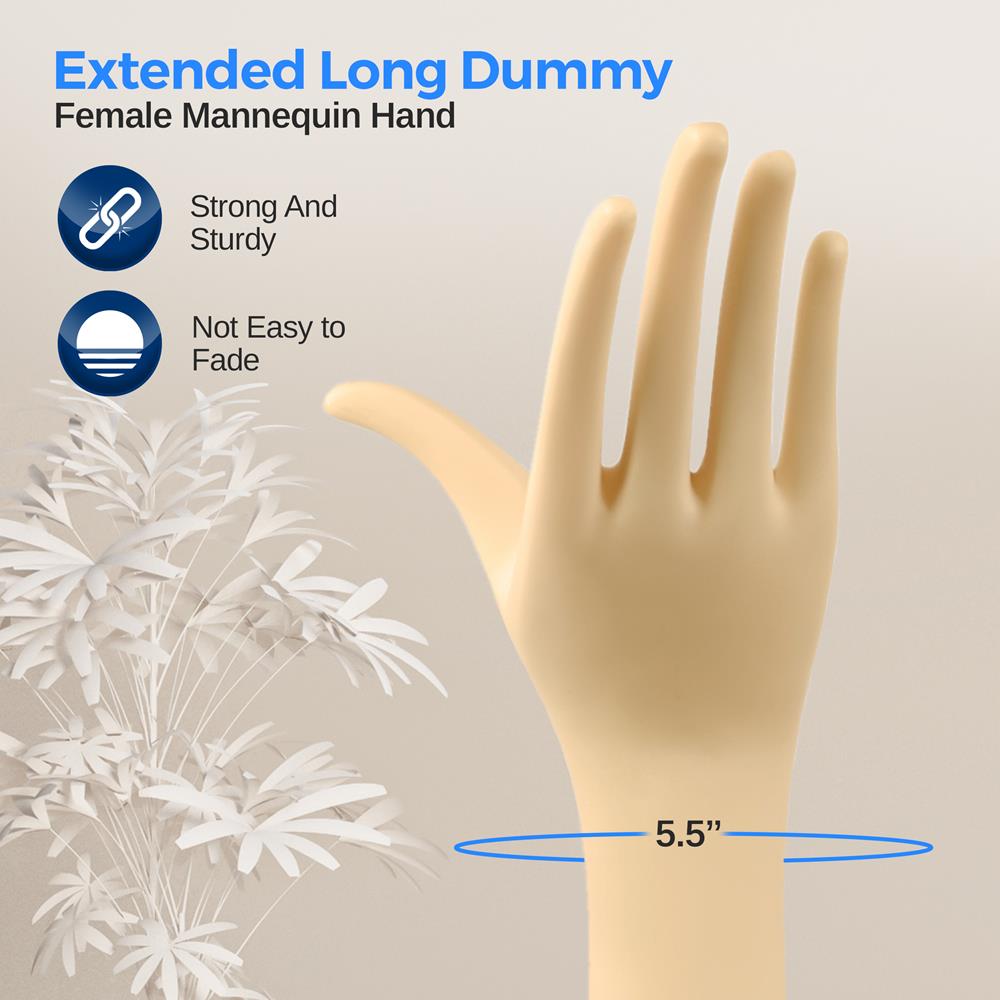 Jewelry Display Hand Stand, Elegant 18.5" Mannequin, Skin Tone