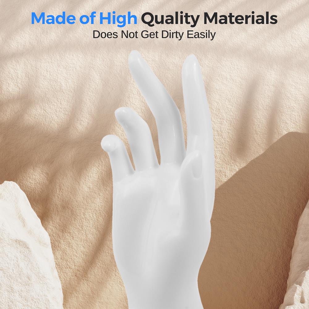 Female Mannequin Hand Heave Duty Jewelry Display Holder Bracelet Necklace Ring Stand (White)