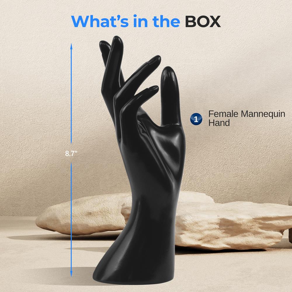 Jewelry Display Hand Holder, Elegant 3D Stand, Sturdy PP, 8.7" Height