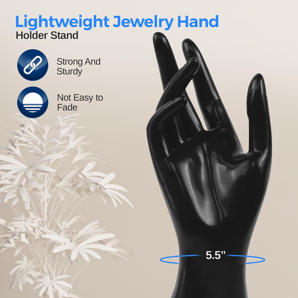Jewelry Display Hand Holder, Elegant 3D Stand, Sturdy PP, 8.7" Height