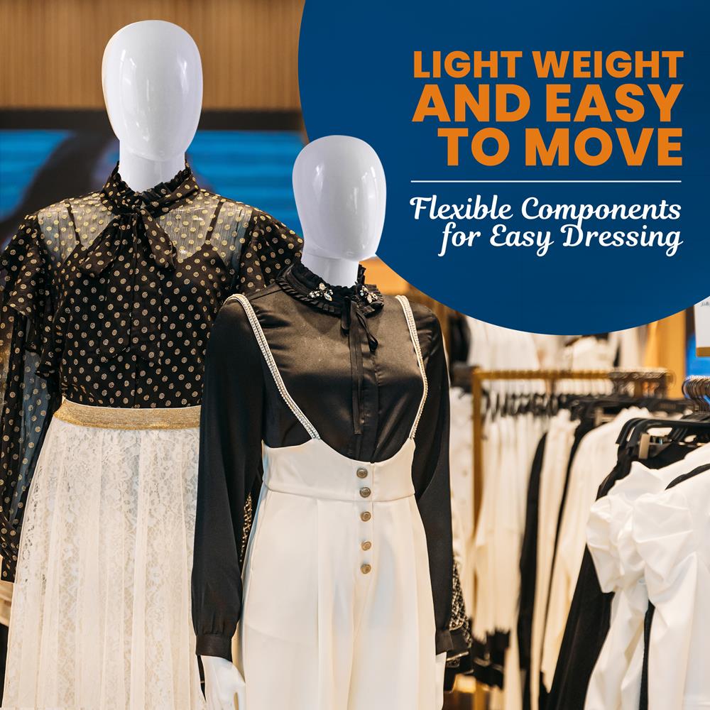 Female Mannequin Torso - Adjustable Height And Detachable Arms Dress Form Display W/ Metal Stand And Powder Coating (Glossy White)