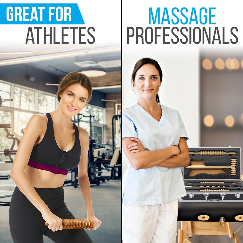 Wood Therapy Massage Kit for Body Sculpting, Natural Wood, 5-Piece Set