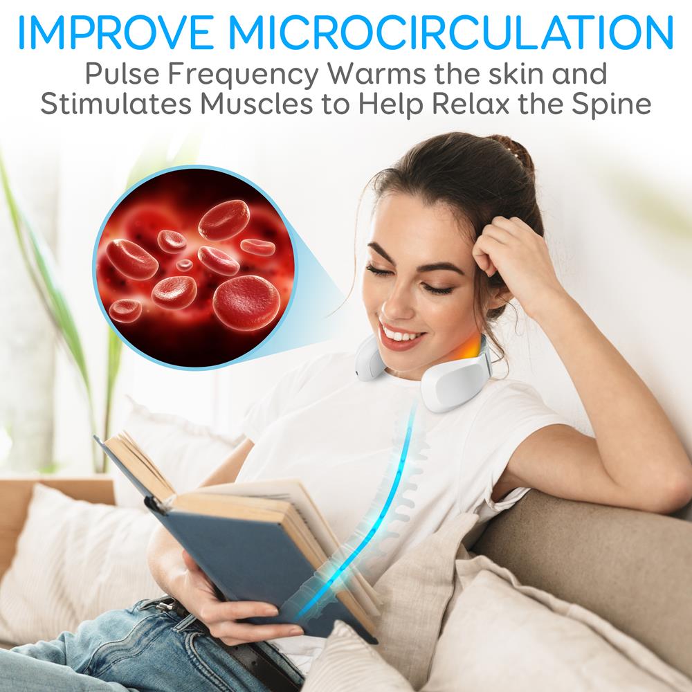 Smart Neck Massager with Heat Therapy, Rechargeable, White