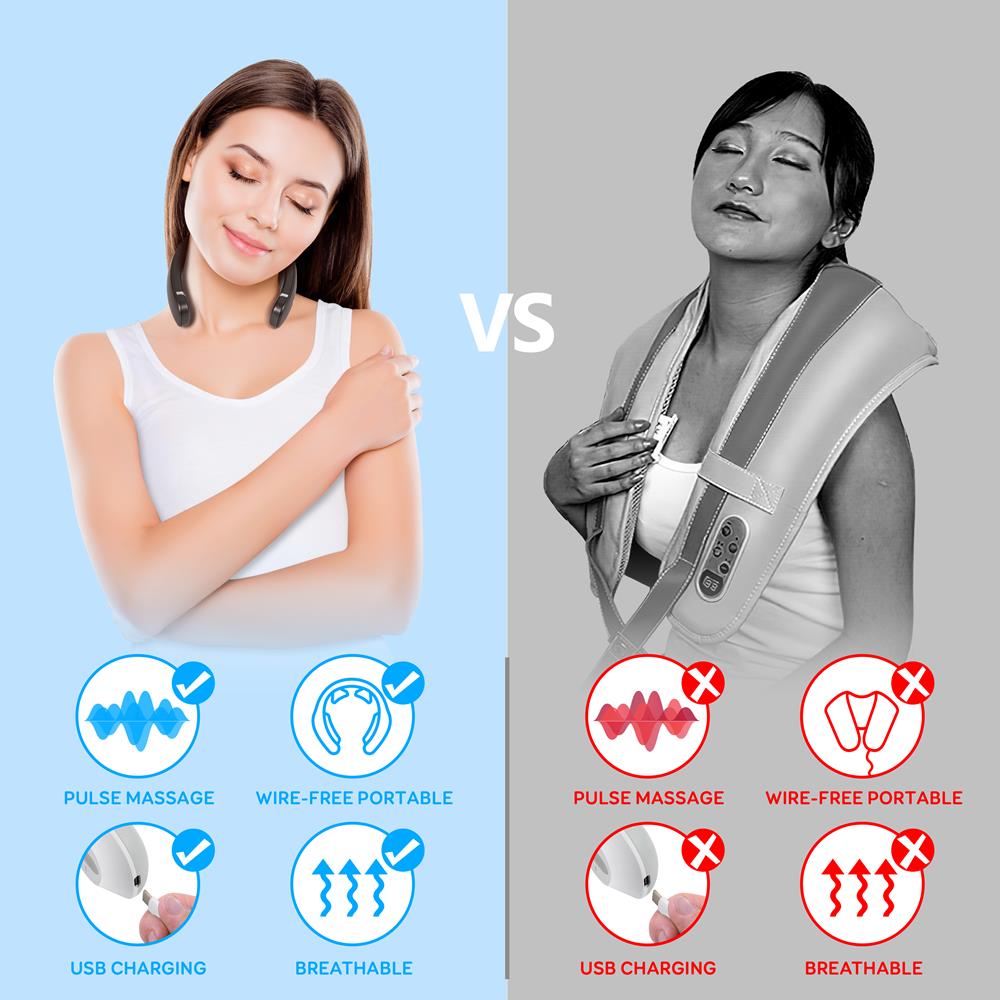 Digital Neck Massager Stress Relief Rechargeable Battery Red Light Therapy