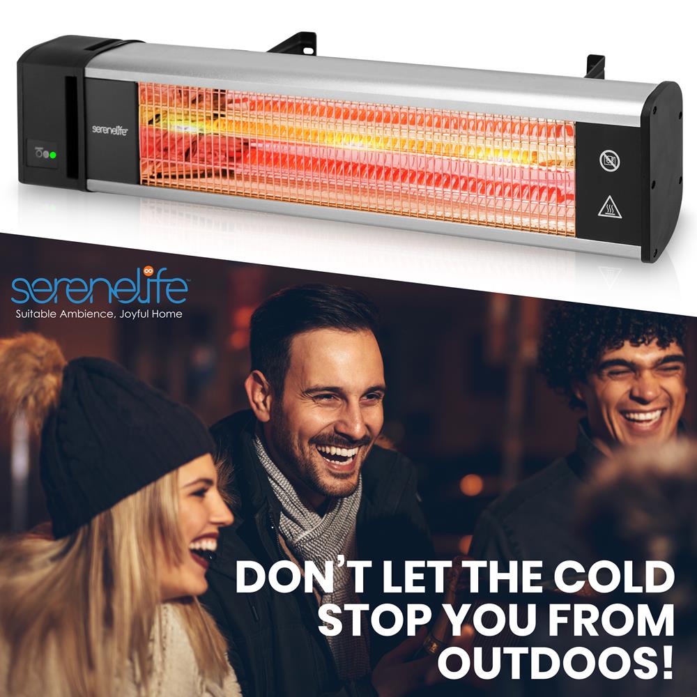 Infrared Patio Heater, Efficient 1500W, Aluminum, Remote Control