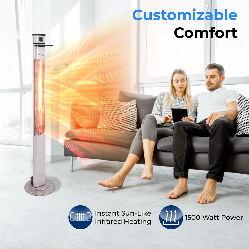 Infrared Patio Heater 1500W Remote Control Aluminum Alloy Indoor/Outdoor