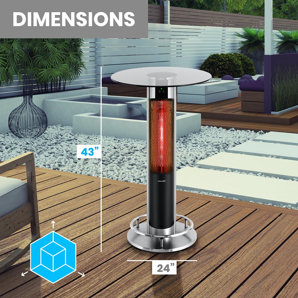 Infrared Patio Heater, Efficient Sun-like Heat, Carbon Fiber, Off Black