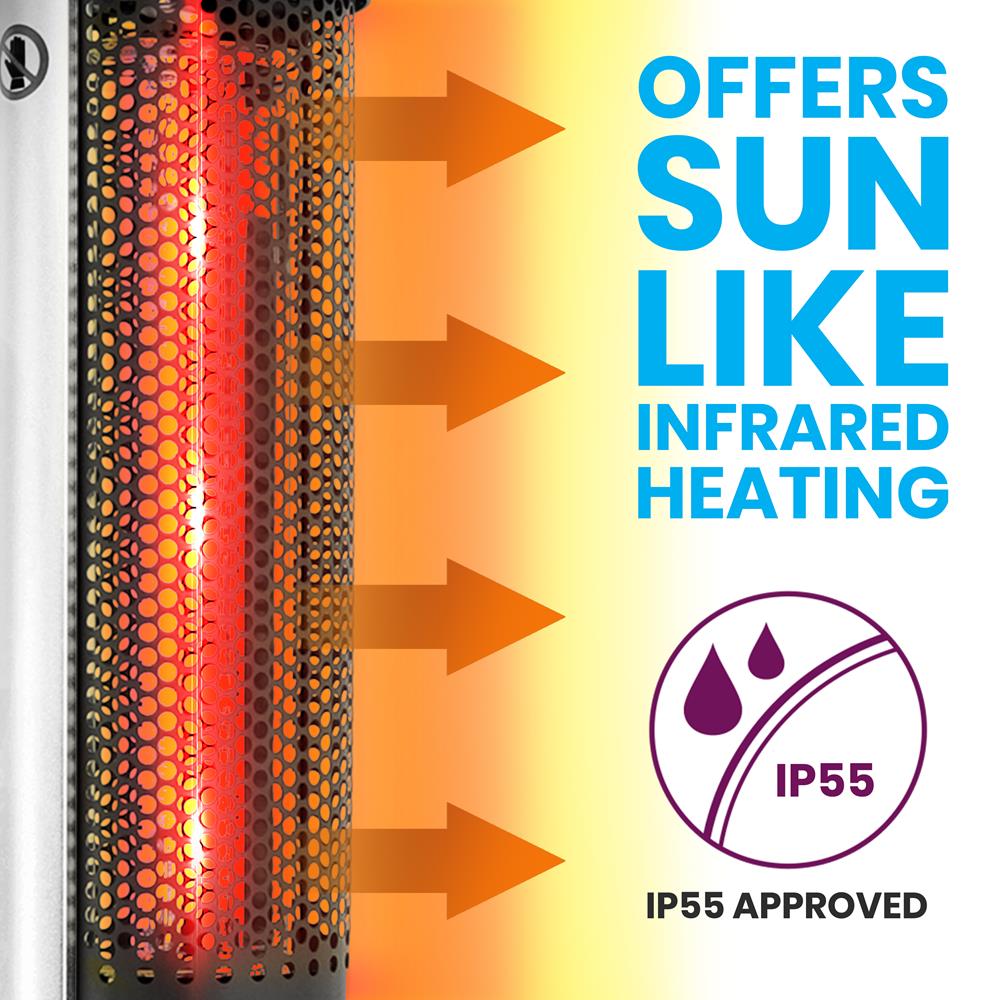 Infrared Patio Heater, Efficient Sun-like Heat, Carbon Fiber, Off Black