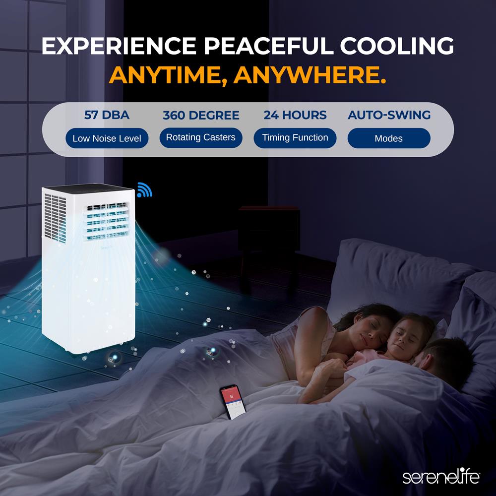 Portable Air Conditioner 10,000 BTU WiFi Control, Dehumidifier, White