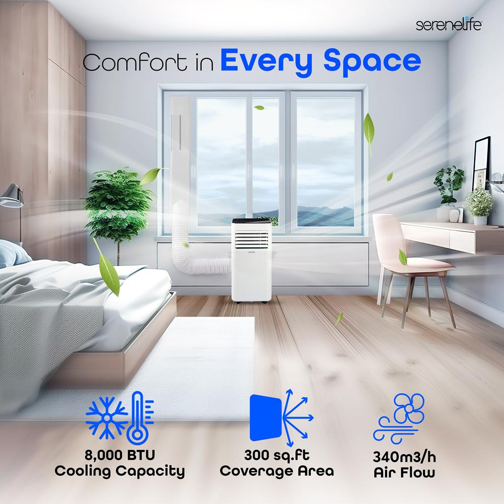 Portable Air Conditioner 8000 BTU Efficient Cooling White