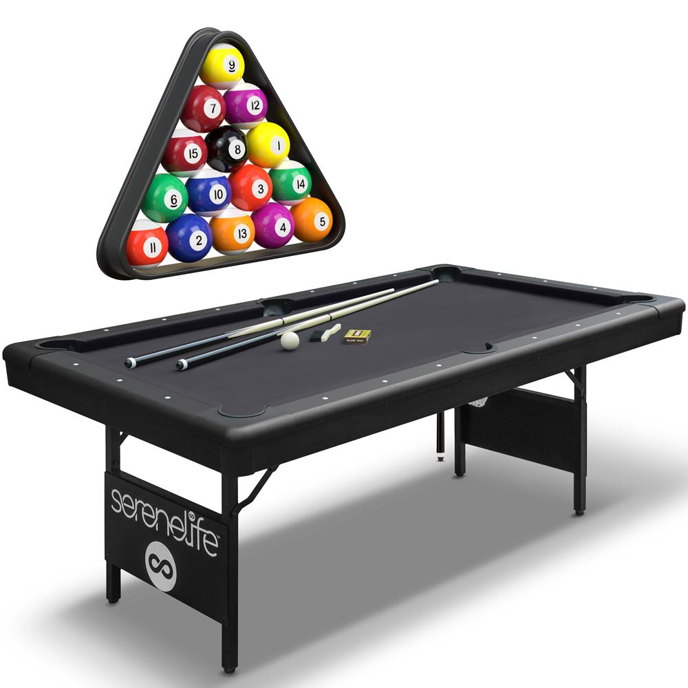 6-Ft Folding Pool Table - Portable, Durable Steel Frame, Green Felt