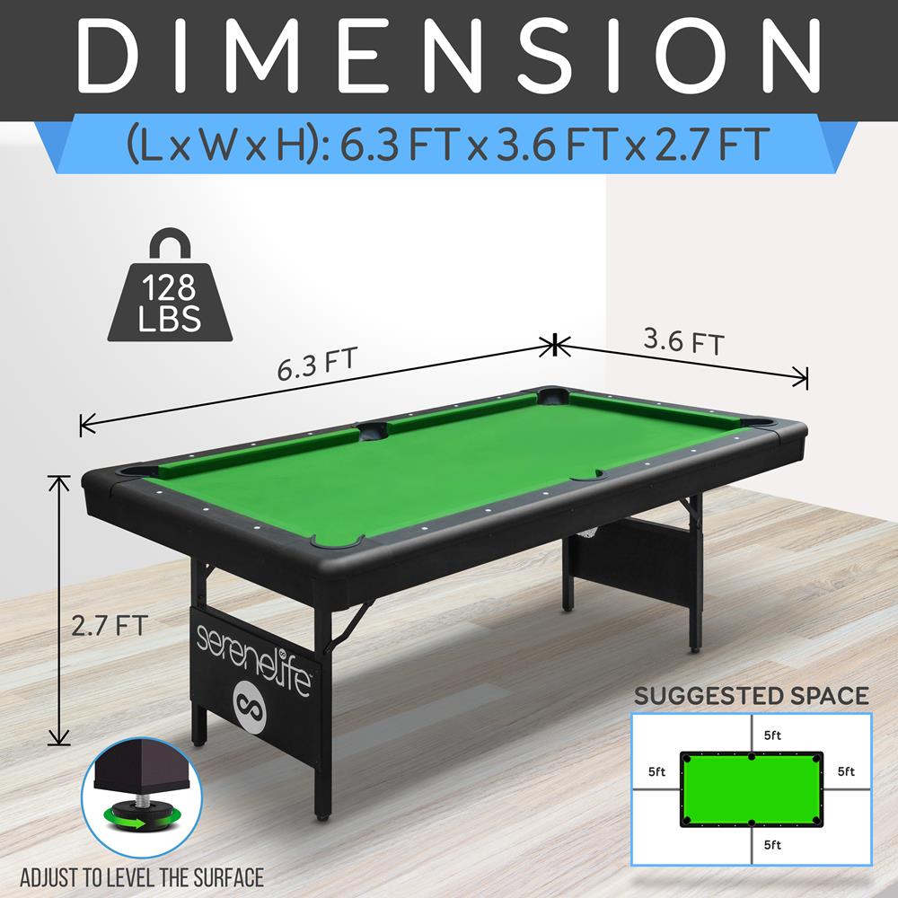 6-Ft Folding Pool Table, Space-Saving, Durable Surface, Portable Design