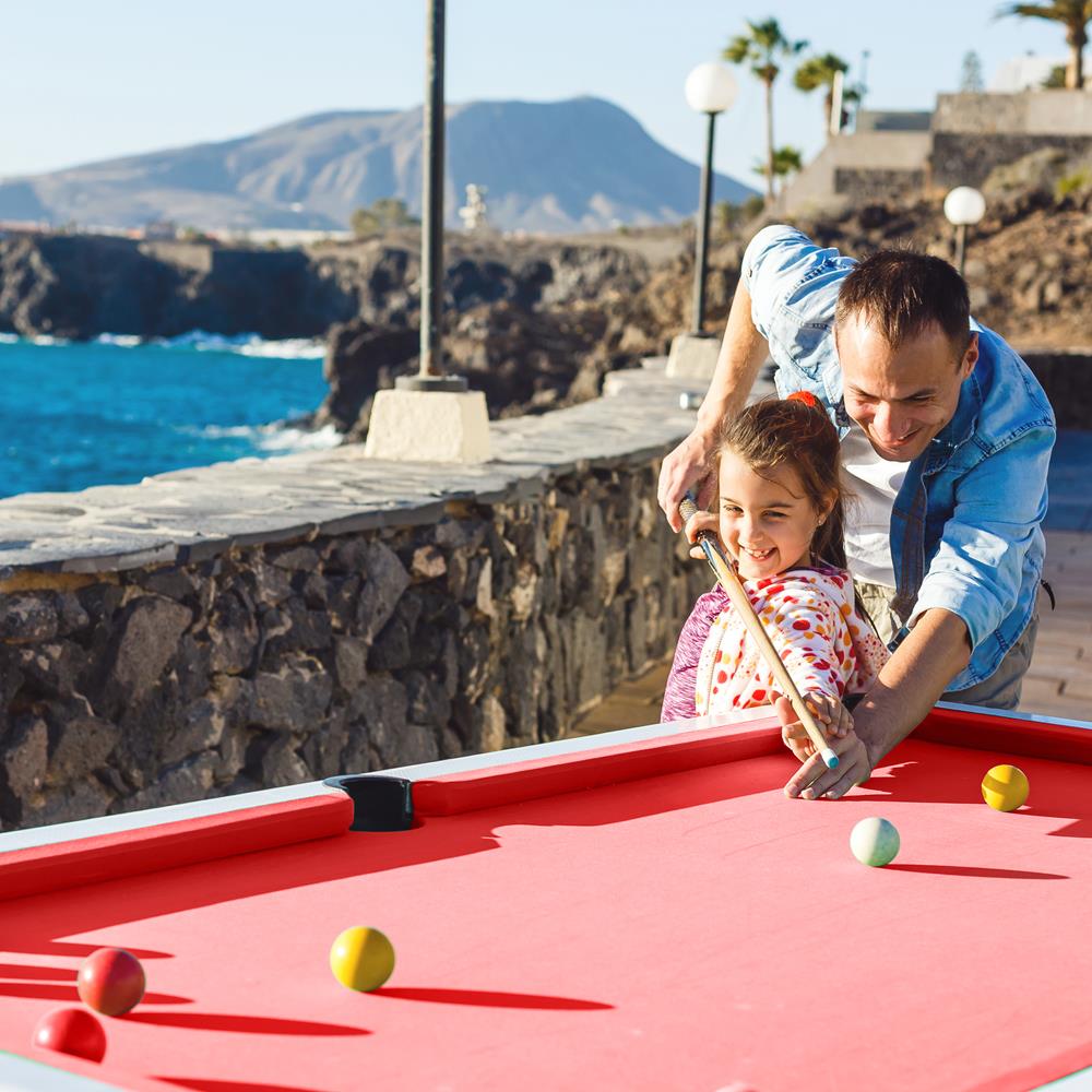 Portable 6ft Pool Table, Easy Fold, Durable Surface, Red