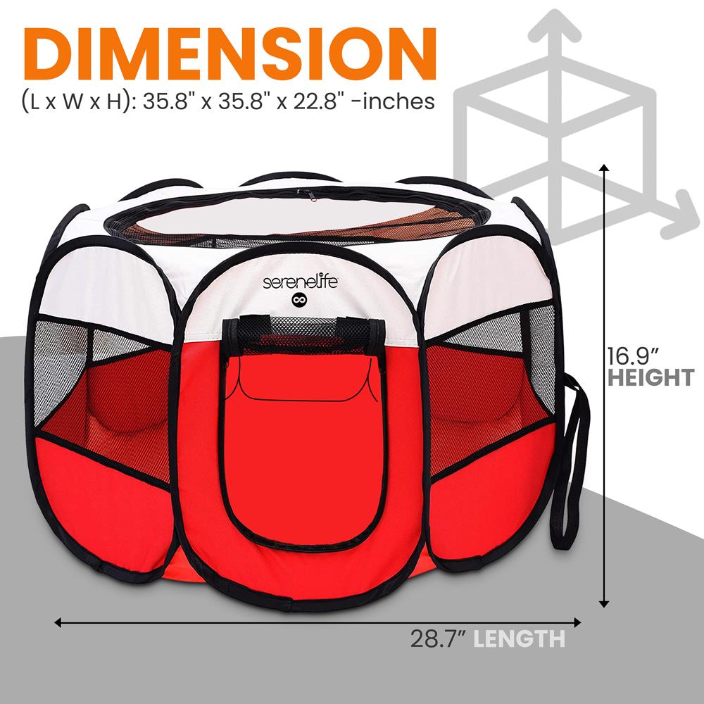 Foldable Pet Tent for Travel - Easy Setup, Strong Oxford, Red