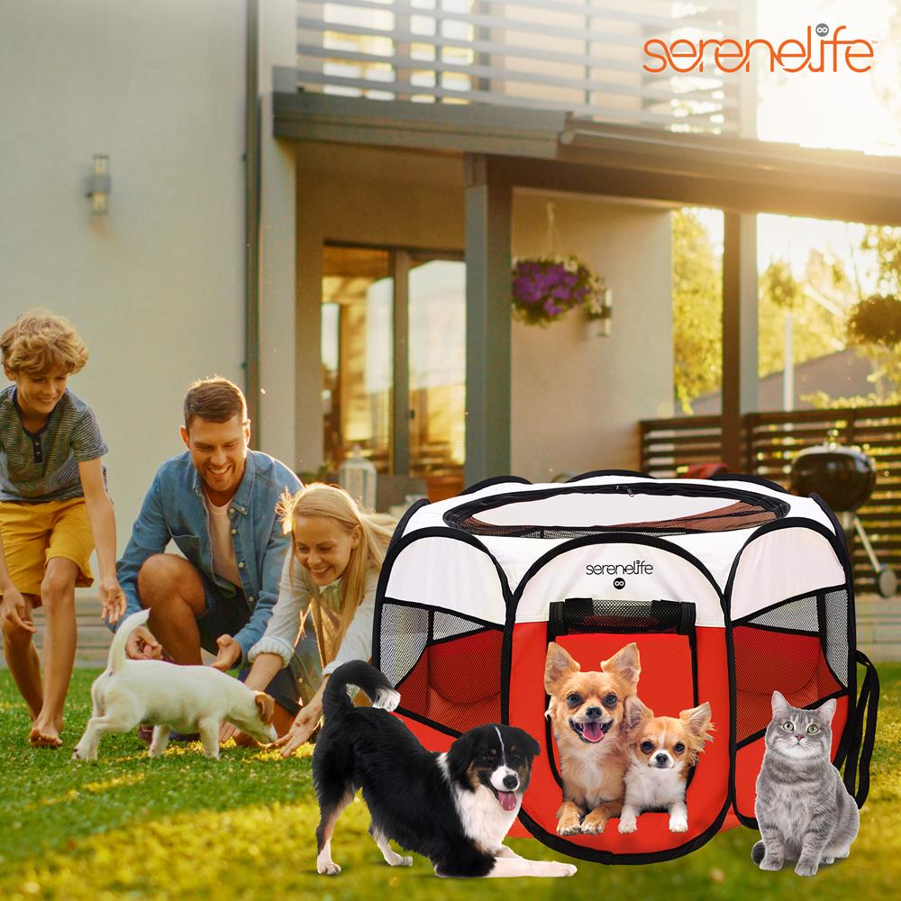Foldable Pet Tent for Travel - Easy Setup, Strong Oxford, Red