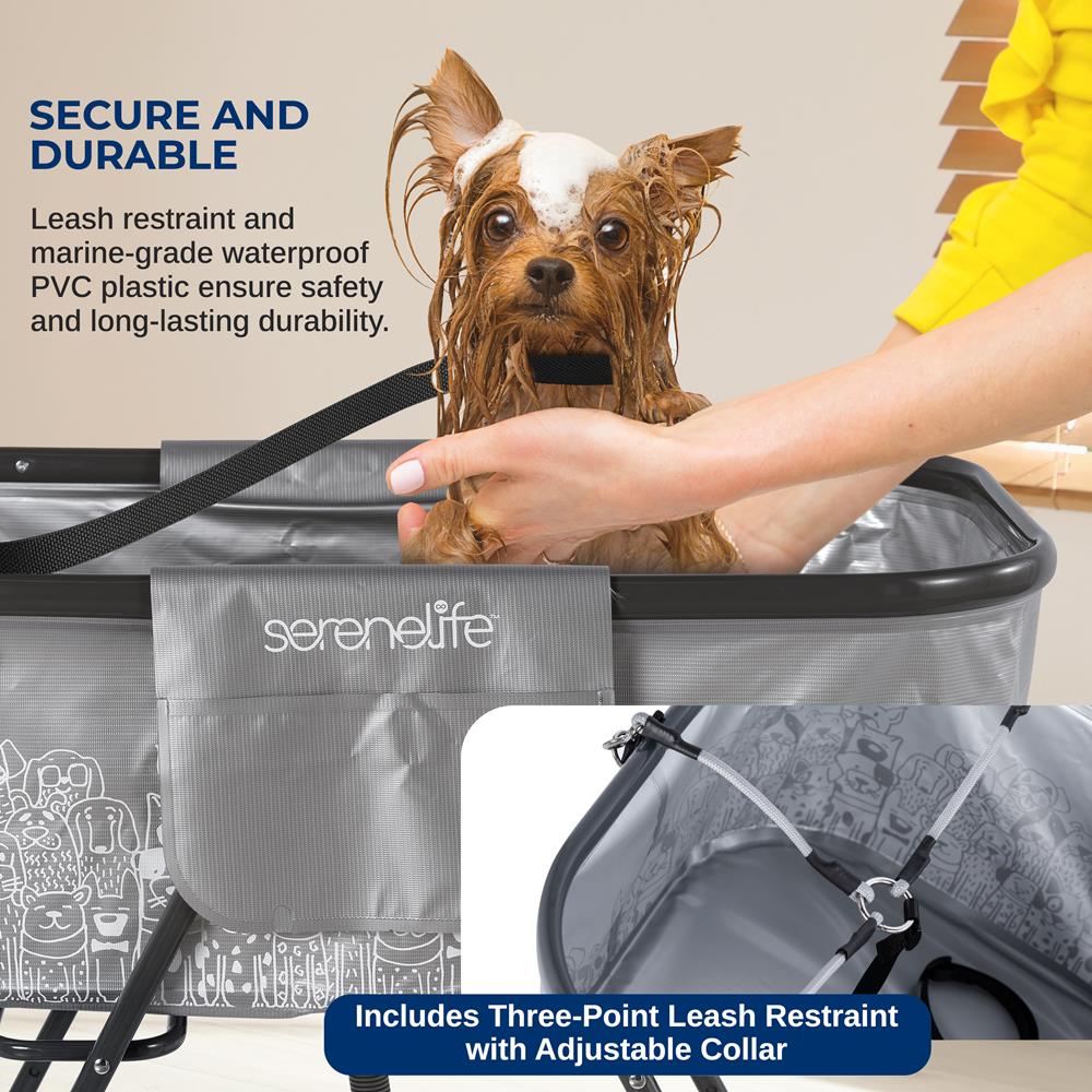 Portable Pet Bath Tub, Easy Clean, Marine Grade PVC, Gray