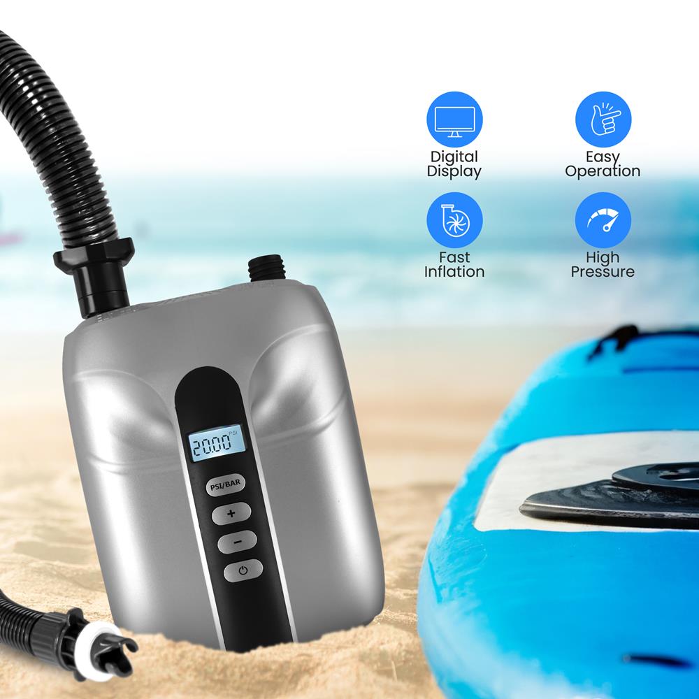 Electric Paddle Board Pump - Fast Inflation, 20 PSI, LCD Display
