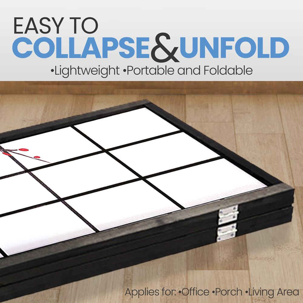 4-Panel Room Divider, Privacy Screen, Handcrafted Wood, Plum Blossom Design