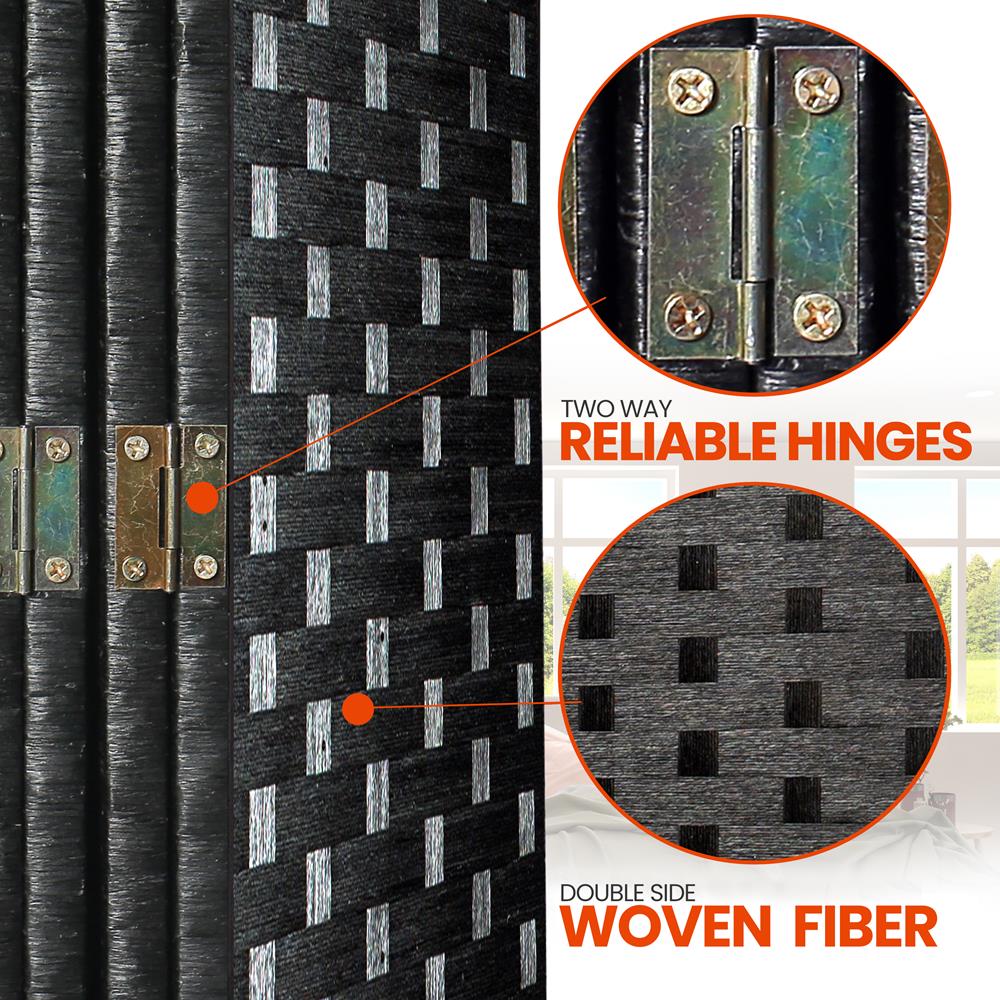 4-Panel Room Divider, Enhanced Privacy, Handcrafted Woven Fiber