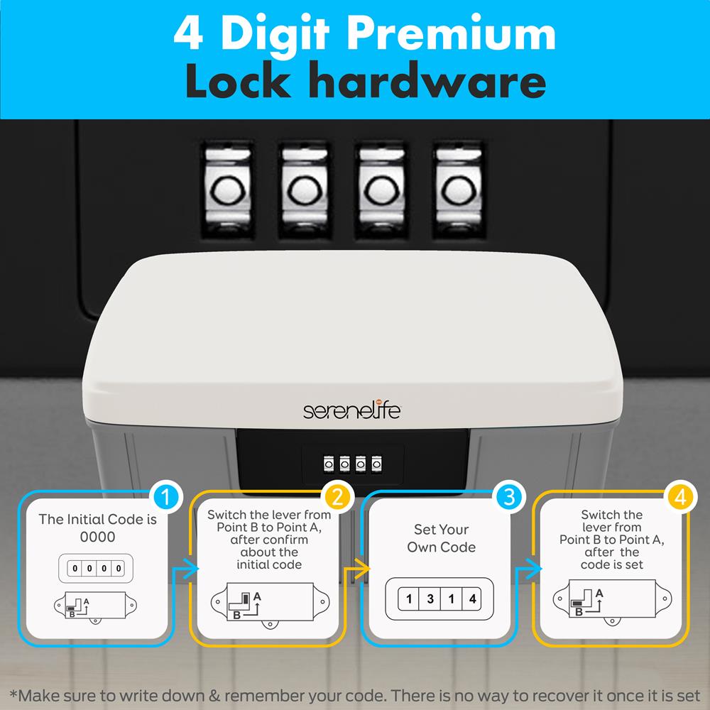 Lockable Storage Bin, Secure Combo Lock, Durable ABS, Gray
