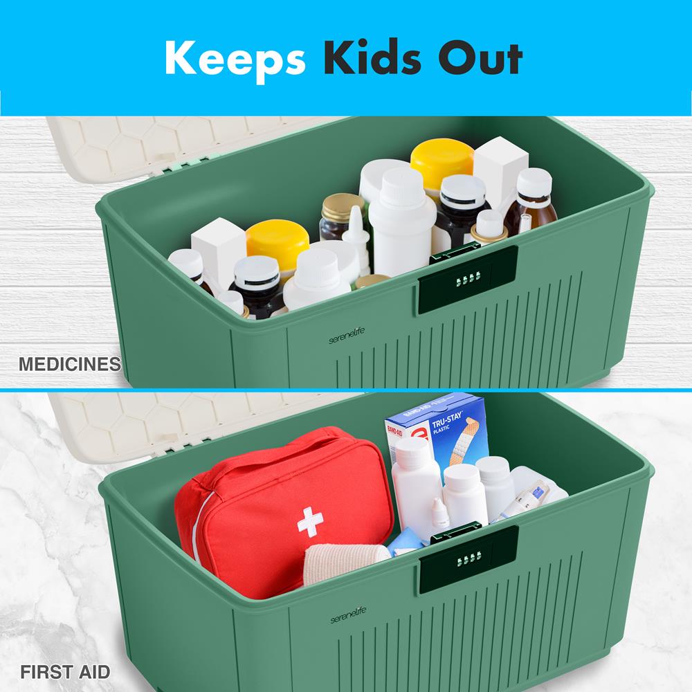 Lockable Storage Bin 6.5 Gal Capacity, Durable ABS, Green