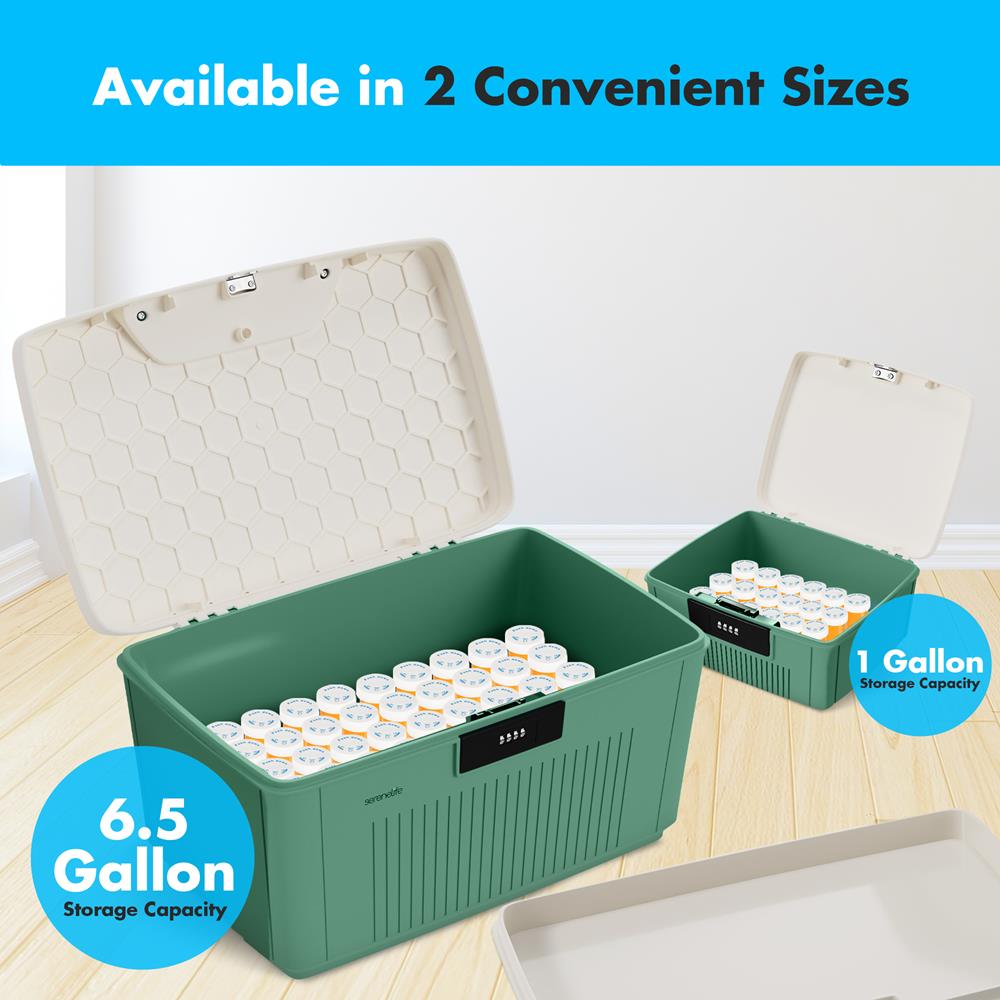 Lockable Storage Bin 6.5 Gal Capacity, Durable ABS, Green