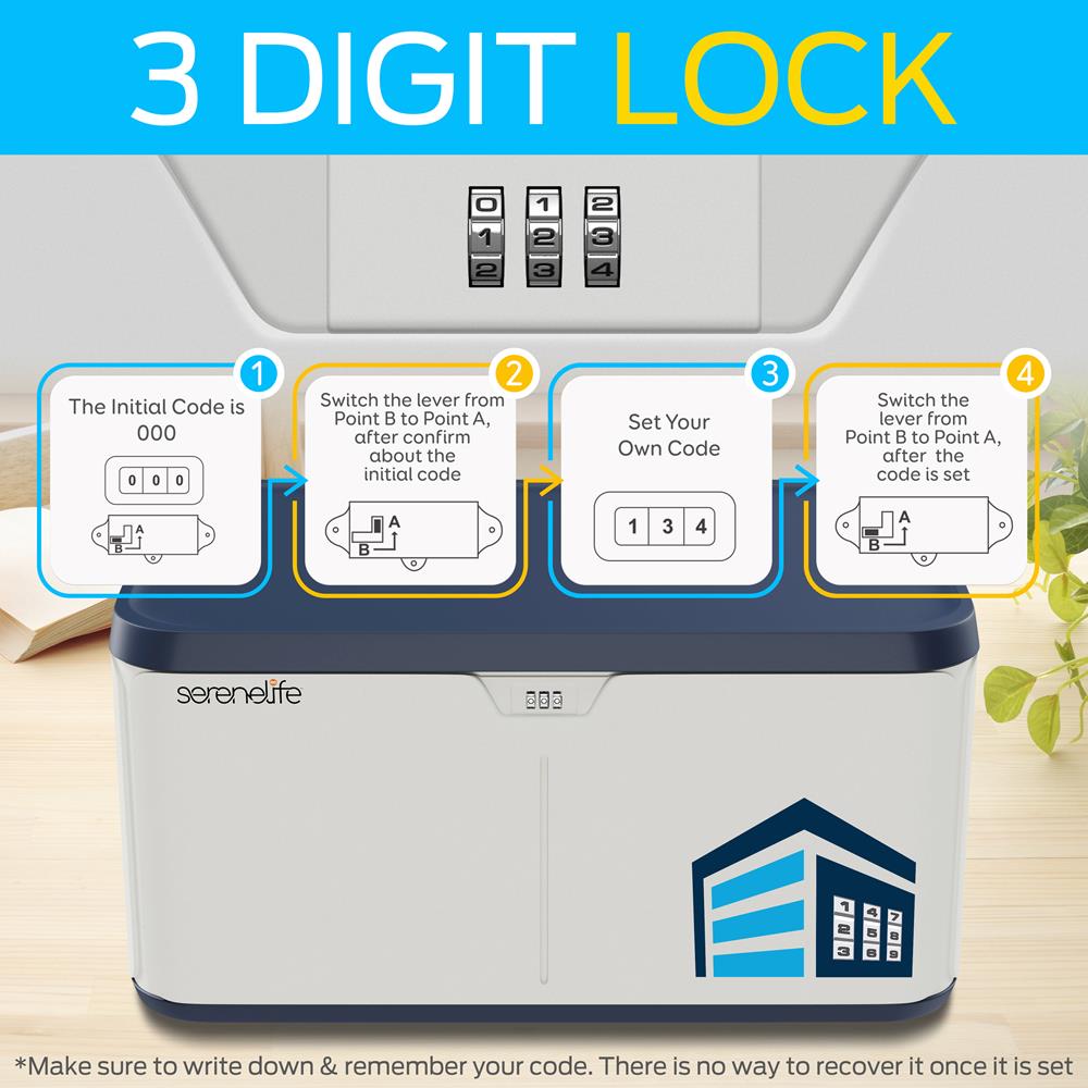 Lockable Storage Box 8 Gal Capacity ABS Material Navy Blue