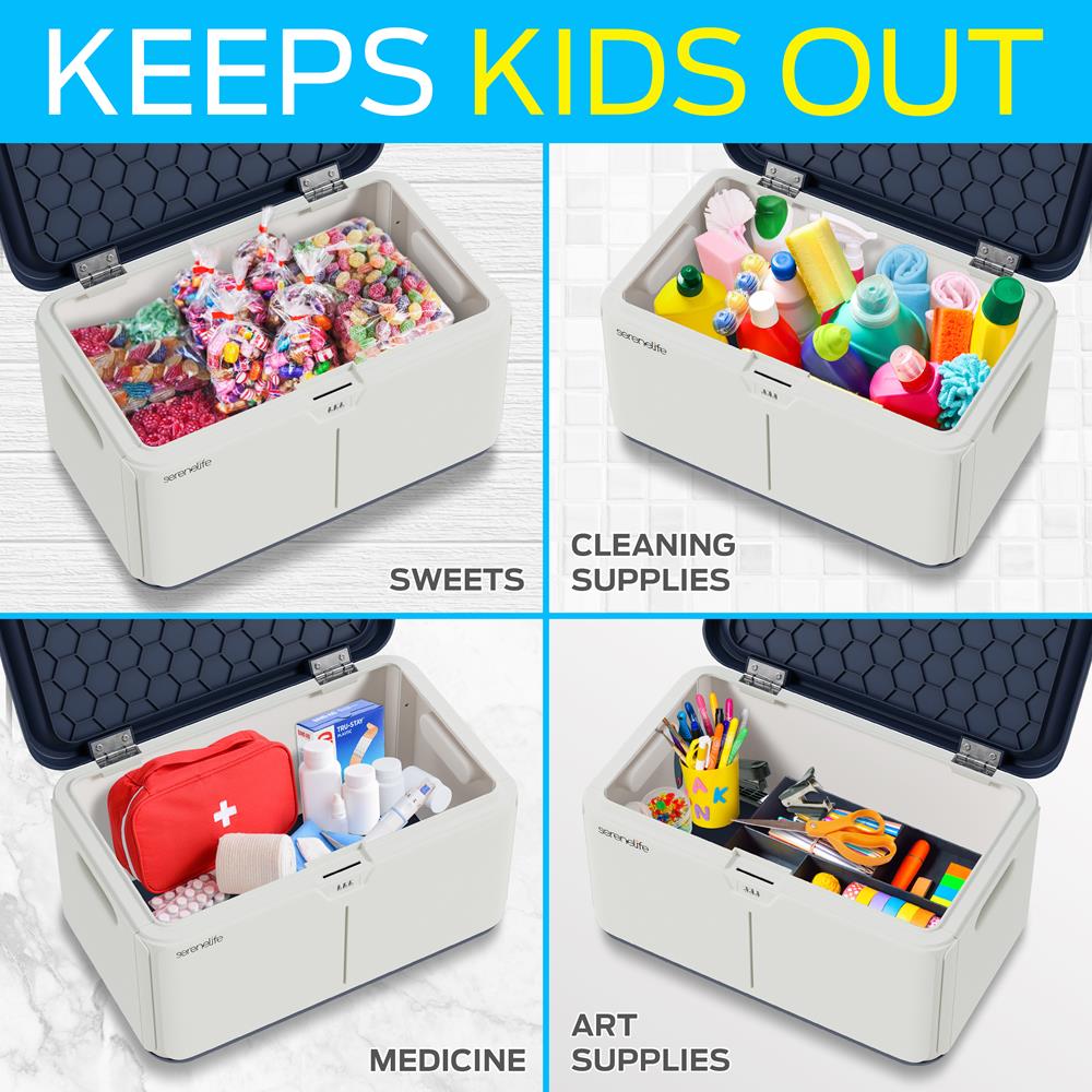 Lockable Storage Box 8 Gal Capacity ABS Material Navy Blue