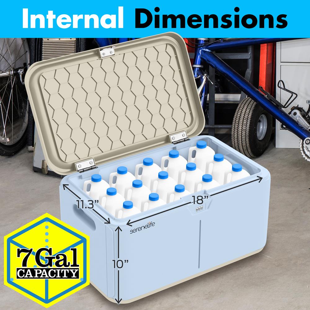 Lockable Storage Box 7 Gal Capacity ABS Material Light Blue