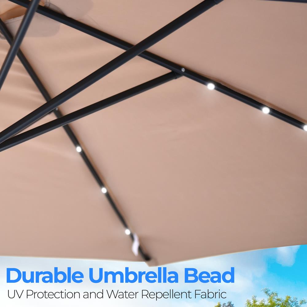 10Ft. Patio Table Umbrella With 24 Led Lights - 8 Sturdy Ribs With Push Button Tilt Uv Protection, Outdoor Furniture For Garden Lawn Deck Pool And Beach